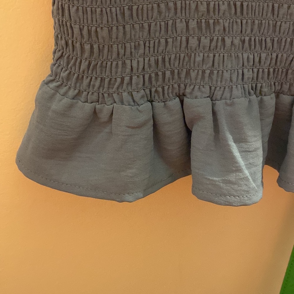 Mini Blue Rushed Dress. - Picture 8 of 9